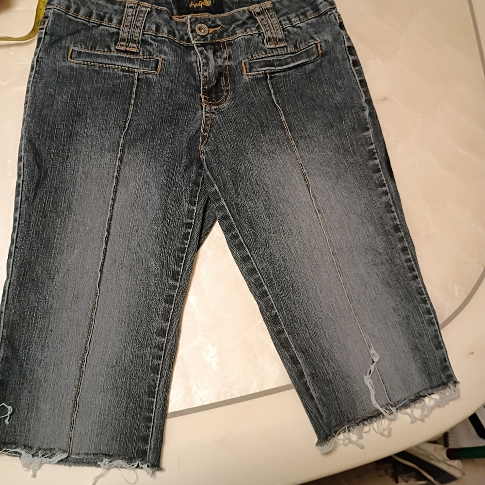 Angels Women's Cropped Jeans in Classic Blue